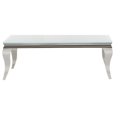 Carone White 2-Piece Coffee Table Set with Glass Tops by Coaster - Carone coffee table view 2