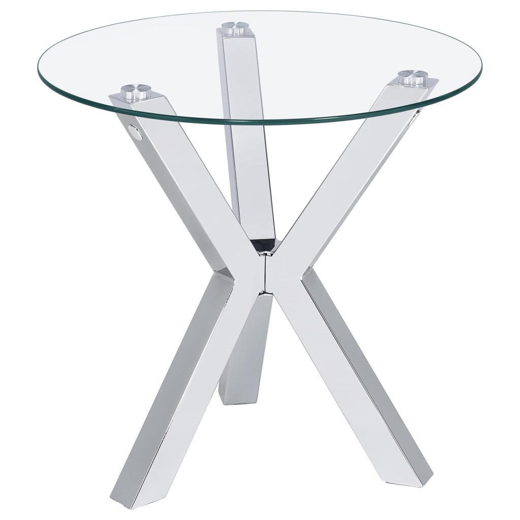 Kenzie Chrome 3-Piece Round Coffee Table Set with Glass Tops by Coaster - Kenzie coffee table set view 3
