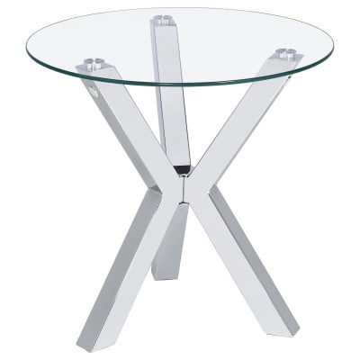 Kenzie Chrome 3-Piece Round Coffee Table Set with Glass Tops by Coaster - Kenzie coffee table set view 3