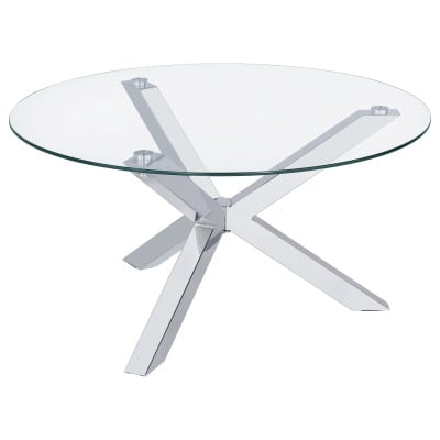Kenzie Chrome 3-Piece Round Coffee Table Set with Glass Tops by Coaster - Kenzie coffee table view 2