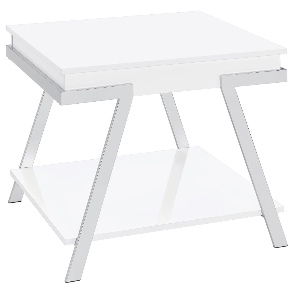 Marcia White High Gloss 2-Piece Lift-Top Coffee Table Set by Coaster - Marcia coffee table set view 3