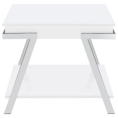 Marcia White High Gloss 2-Piece Lift-Top Coffee Table Set by Coaster - Marcia coffee table set view 4