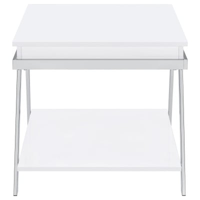 Marcia White High Gloss 2-Piece Lift-Top Coffee Table Set by Coaster - Marcia coffee table set view 5