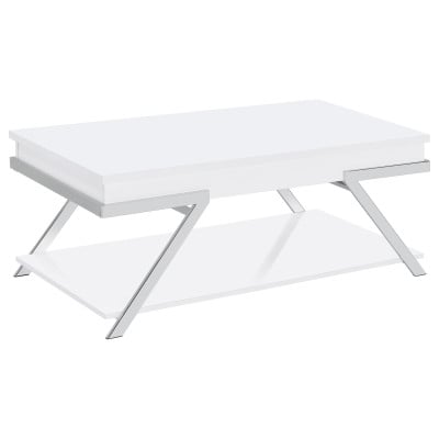 Marcia White High Gloss 2-Piece Lift-Top Coffee Table Set by Coaster - Marcia coffee table set view 6