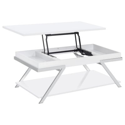 Marcia White High Gloss 2-Piece Lift-Top Coffee Table Set by Coaster - Marcia coffee table set view 7