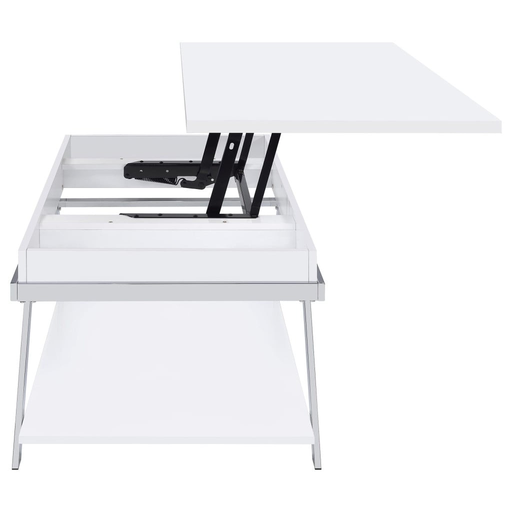 Marcia White High Gloss 2-Piece Lift-Top Coffee Table Set by Coaster - Marcia coffee table set view 10