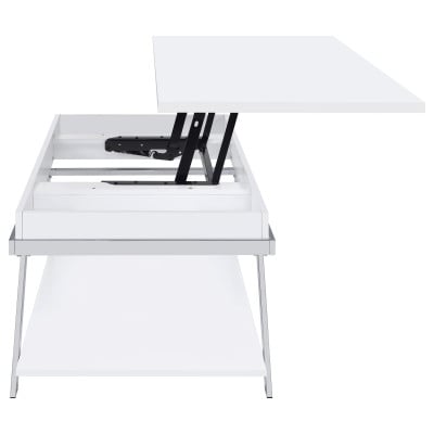 Marcia White High Gloss 2-Piece Lift-Top Coffee Table Set by Coaster - Marcia coffee table set view 10