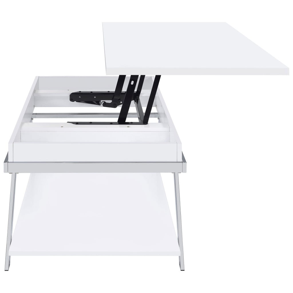 Marcia White High Gloss 2-Piece Lift-Top Coffee Table Set by Coaster - Marcia lift-top coffee table view 7