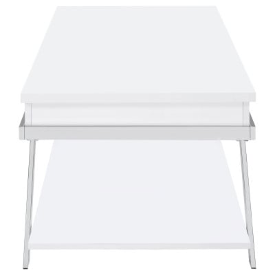 Marcia White High Gloss 2-Piece Lift-Top Coffee Table Set by Coaster - Marcia lift-top coffee table view 9