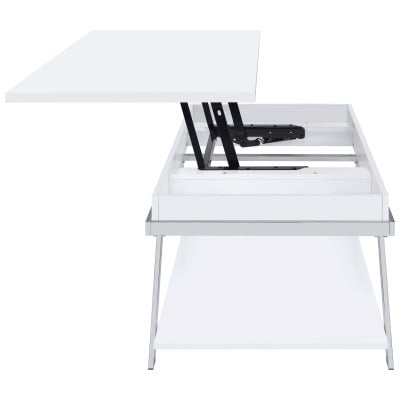 Marcia White High Gloss 2-Piece Lift-Top Coffee Table Set by Coaster - Marcia lift-top coffee table view 10