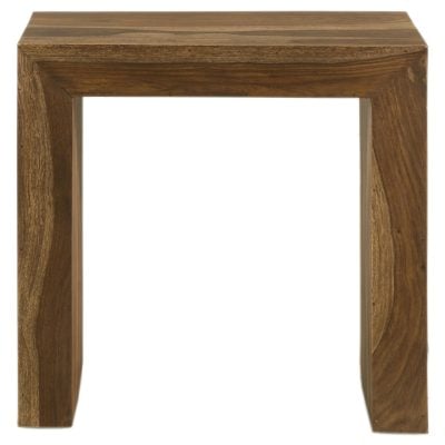 Odilia 3-piece solid sheesham wood coffee table set in auburn, mitered corner close-up