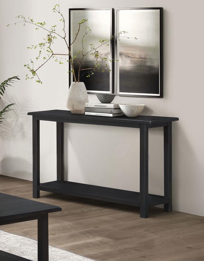 Payne rustic java pine wood entryway console table