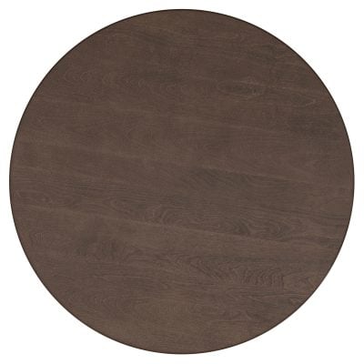 Cayenne solid mango wood coffee table in walnut, circular top edge detail