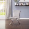 Daire Upholstered Dining Chair in Light Gray Velvet with Chrome X Legs - Set of 2 - front view