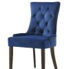 Farren Upholstered Dining Chair in Blue Velvet with Nailhead Trim - Set of 2 - front view