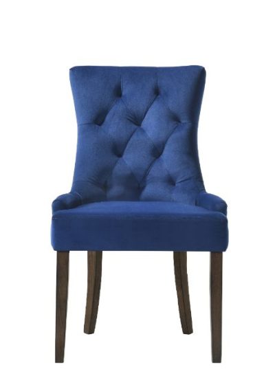 Farren Upholstered Dining Chair in Blue Velvet with Nailhead Trim - Set of 2 - detail view