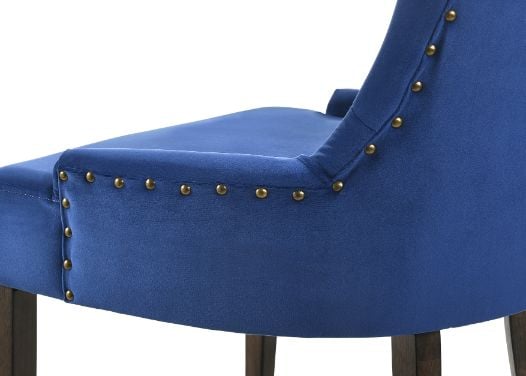 Farren Upholstered Dining Chair in Blue Velvet with Nailhead Trim - Set of 2 - alternate view 1