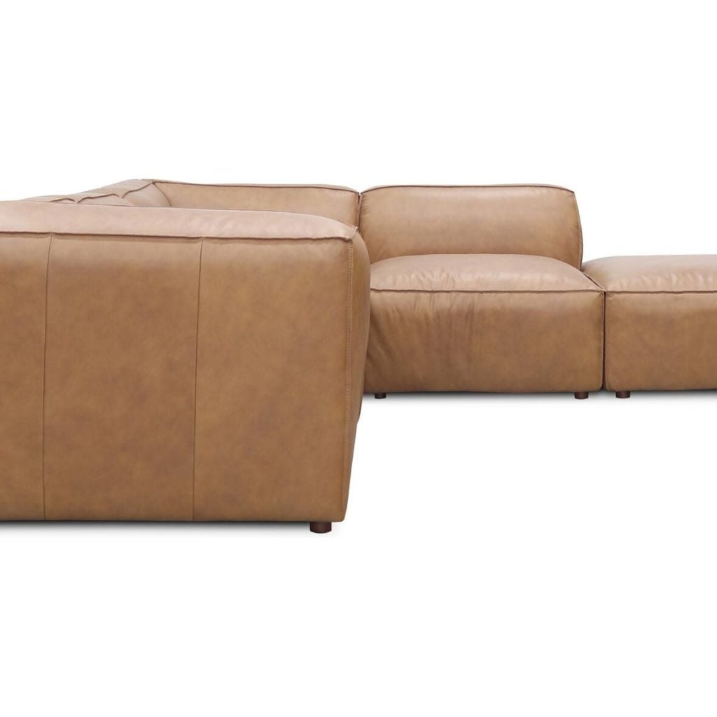 Moe's Form Dream Sonoran Tan top-grain leather modular sectional front view