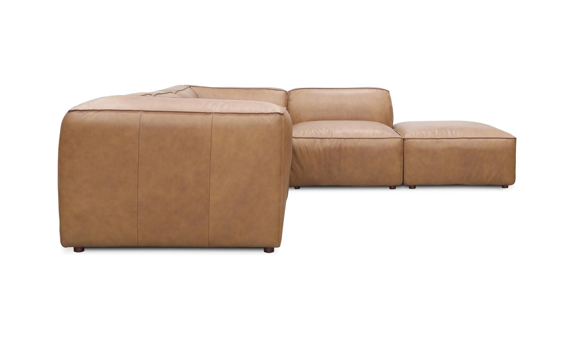 Moe's Form Dream Sonoran Tan top-grain leather modular sectional front view