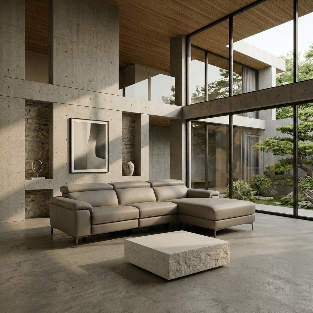 Meidas Modern Light Grey Leather Sectional Sofa with 2 Recliners and Right Facing Chaise in Light Grey - view 3
