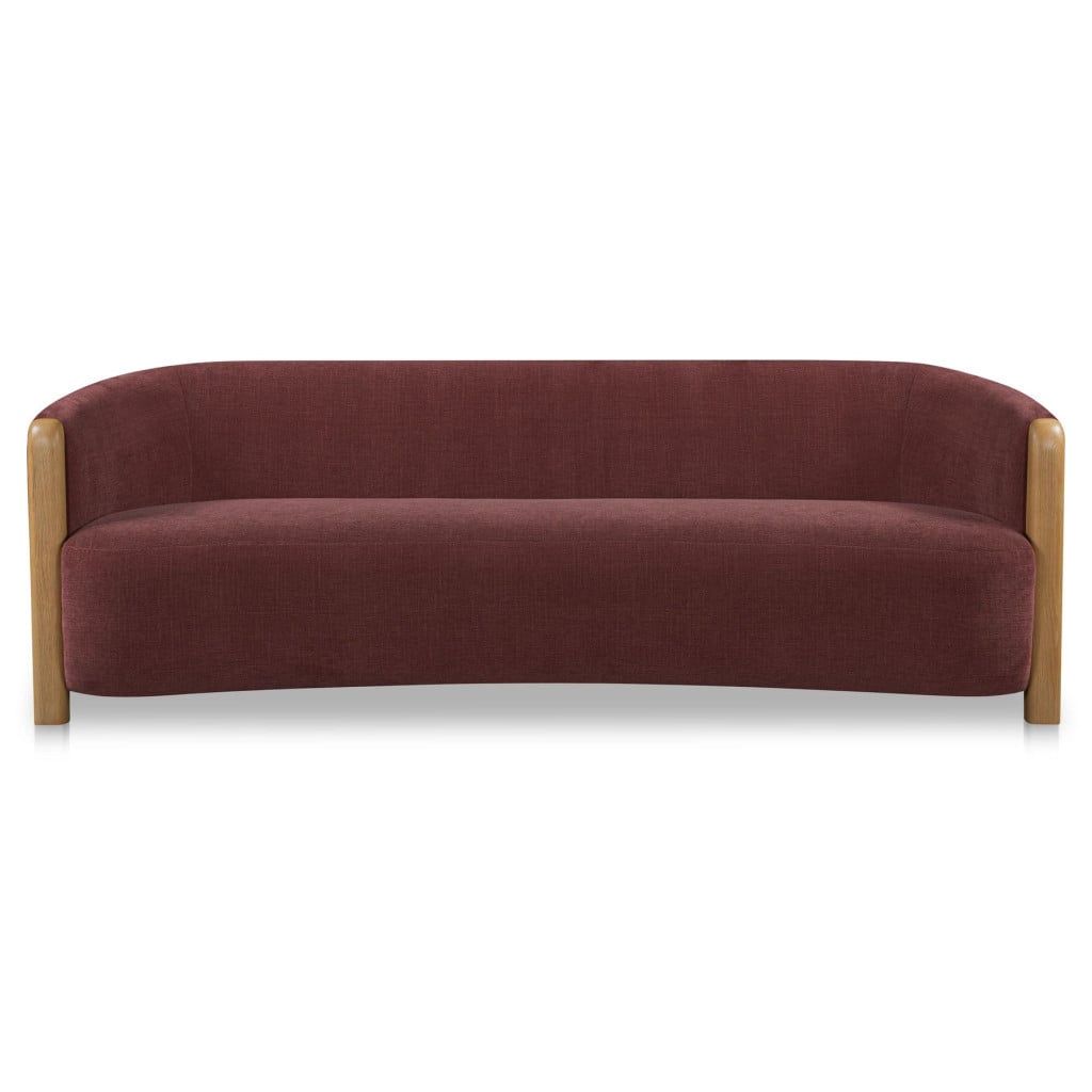 Anya Curved Sofa in Berry Chenille - front view