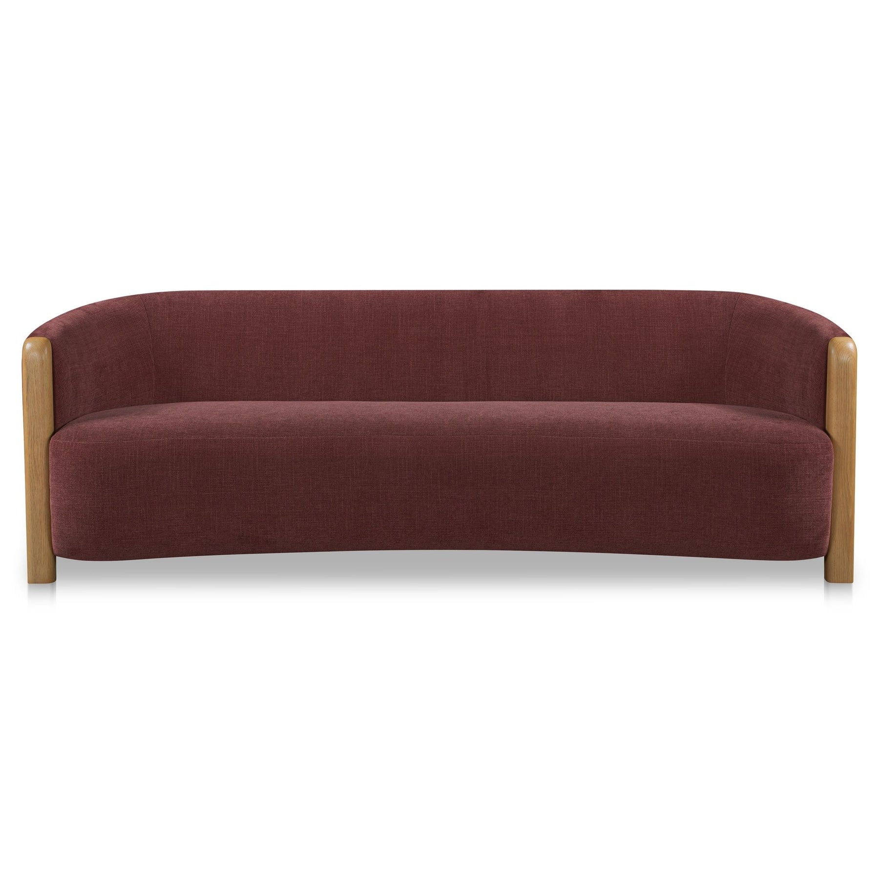 Anya Curved Sofa in Berry Chenille - front view