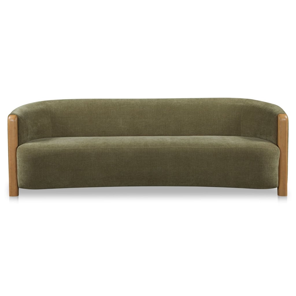 Anya Curved Sofa in Olive Chenille - front view