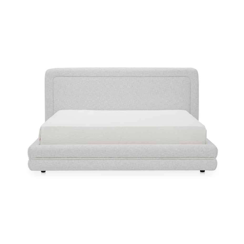 Tory Rounded Upholstered Bed in Pebble White - lifestyle view