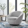 Buttercup Curved Fabric Swivel Accent Chair in Black Light Gray - view 1