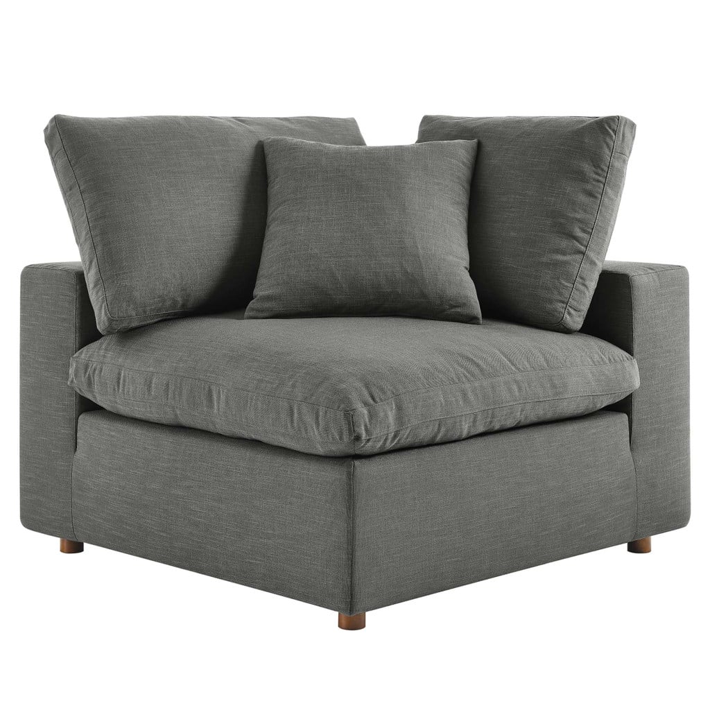 Commix gray down-filled overstuffed 6-piece sectional angled view
