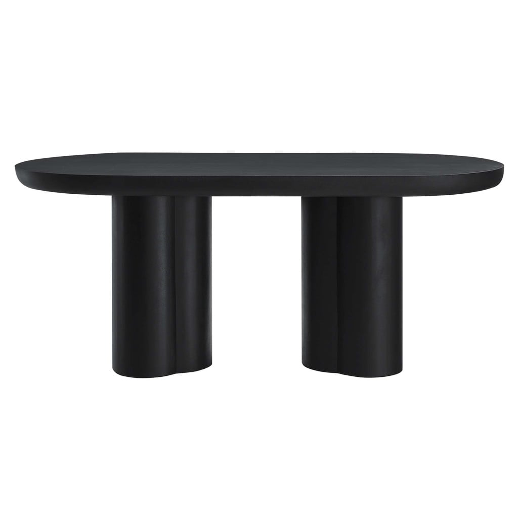 Caspian Oval Black Concrete Dining Table - front view