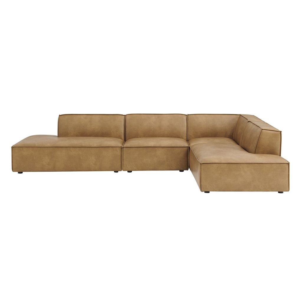 Restore 4-Piece Vegan Leather Modular L-Shaped Sectional in Toast - alternate angle