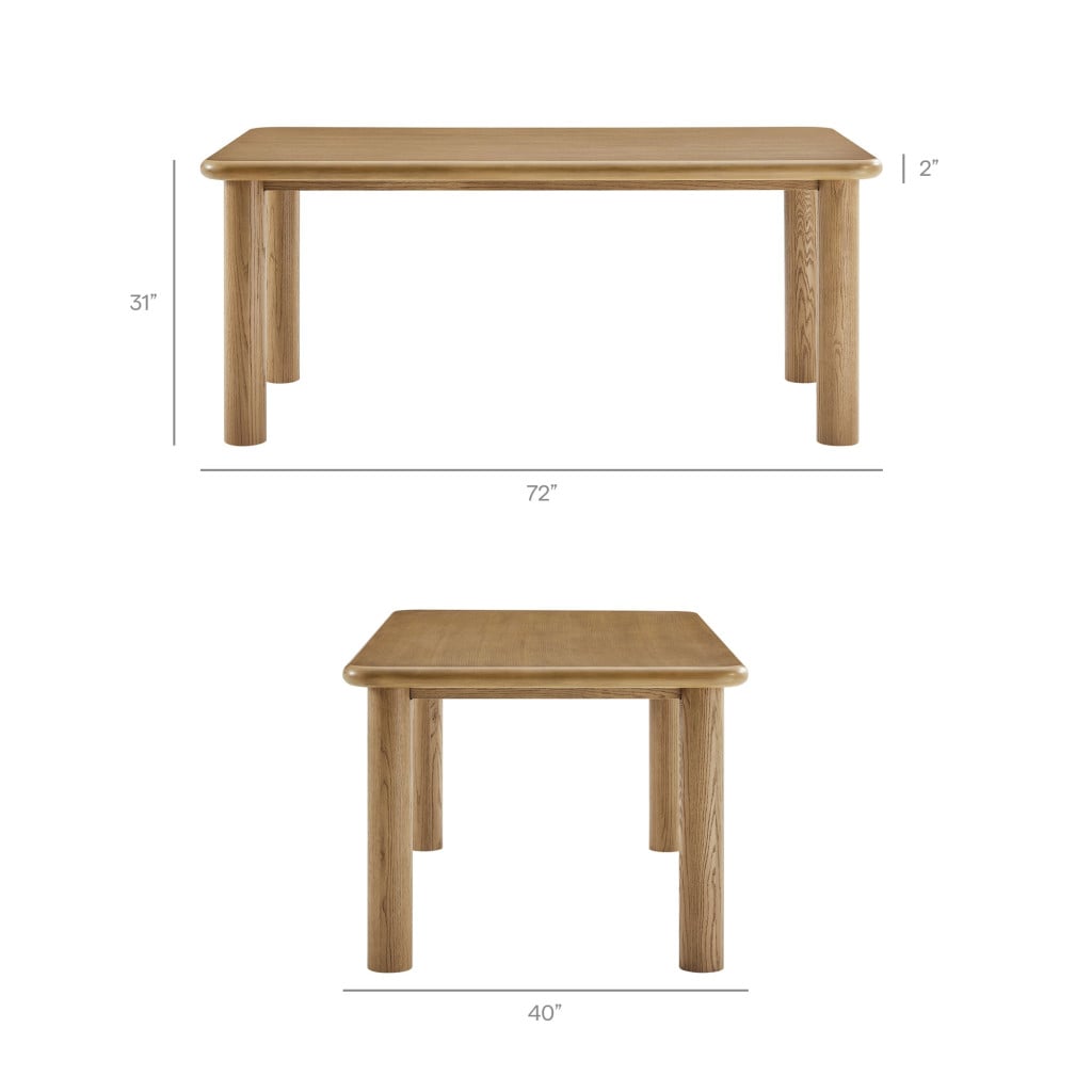 Alvia Rectangular Weathered Oak Dining Table - callout view 2