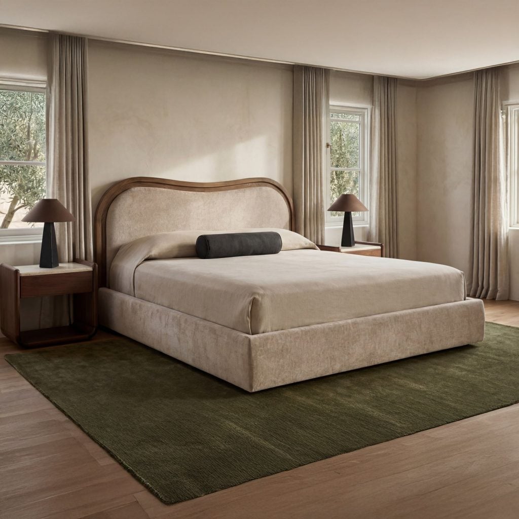 Camilla Wave Bed in Oat - front view