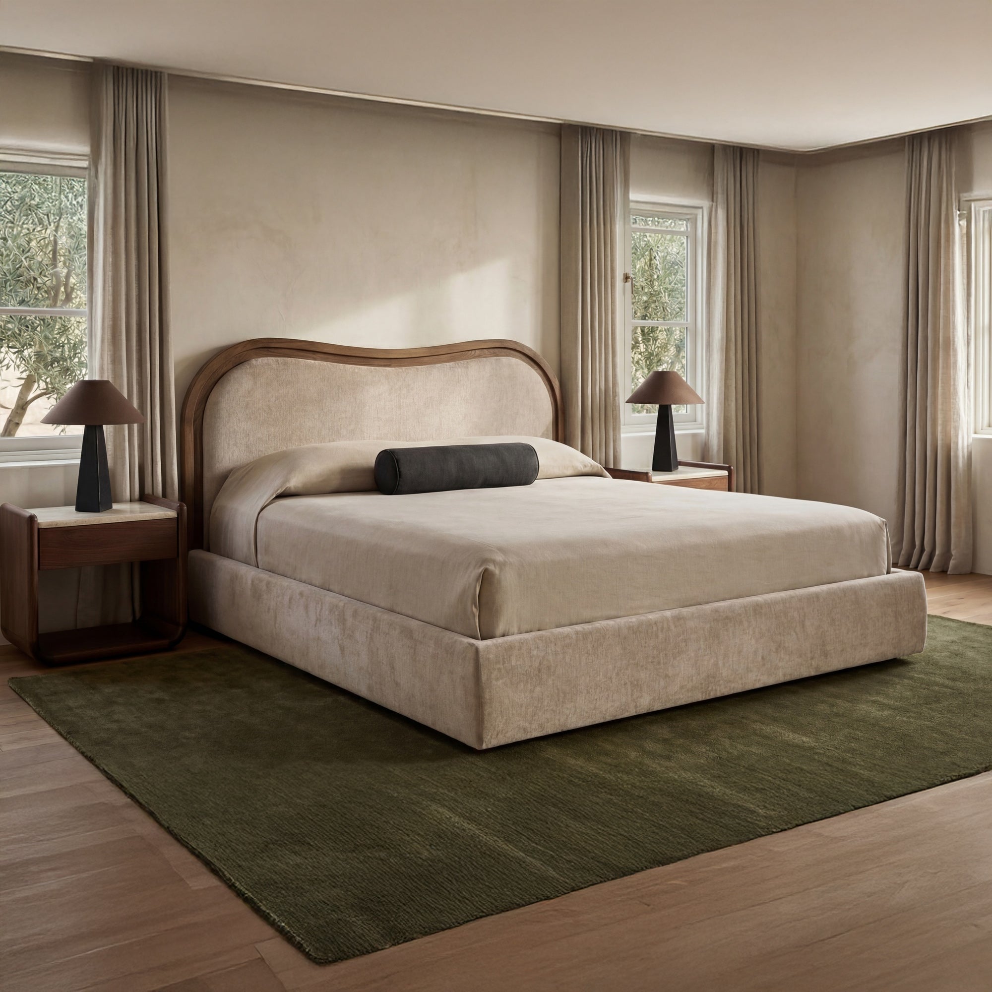 Camilla Wave Bed in Oat - front view
