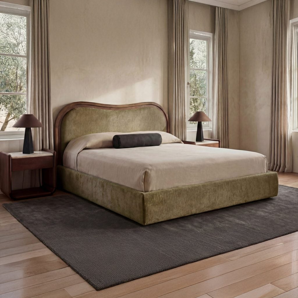 Camilla Wave Bed in Green - front view