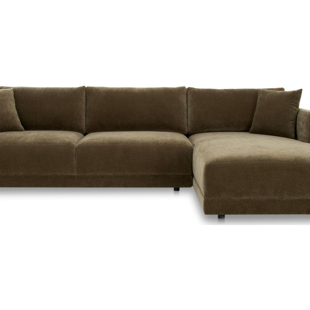 Bryn two-piece sectional sofa in heritage cedar green bouclé fabric, front view