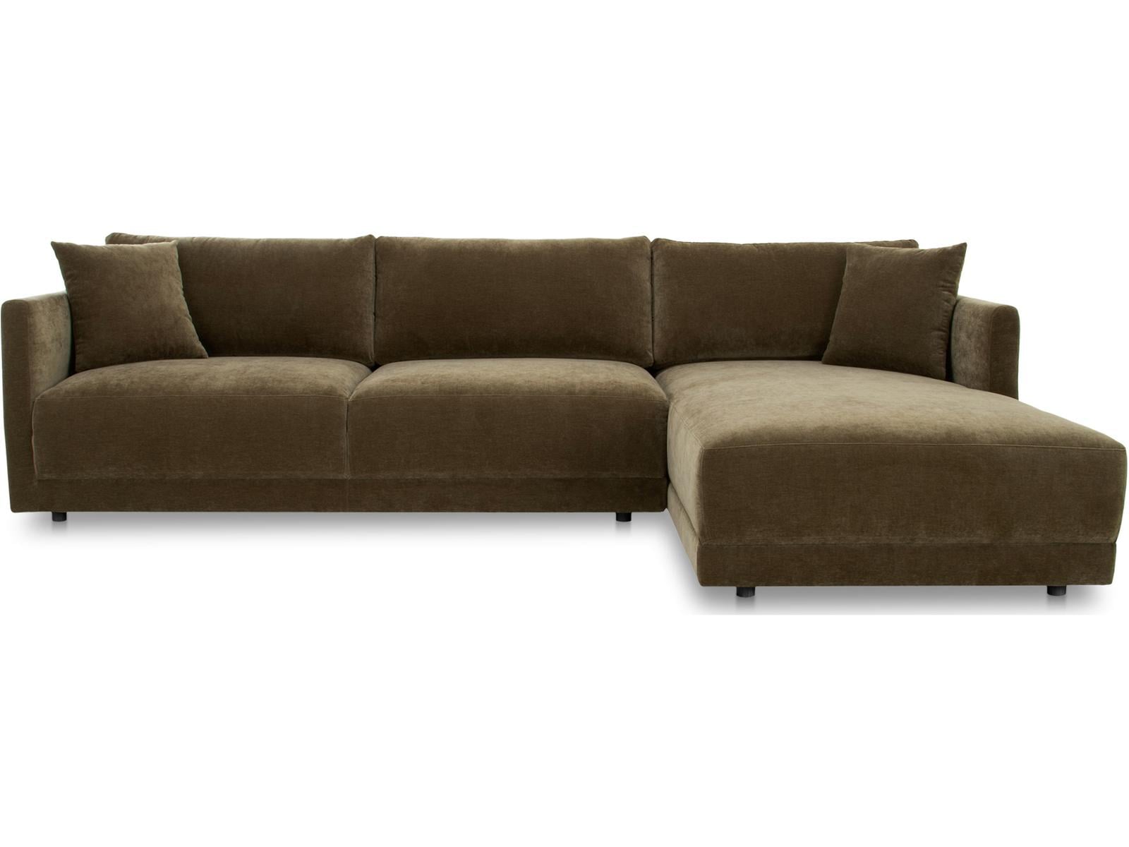 Bryn two-piece sectional sofa in heritage cedar green bouclé fabric, front view