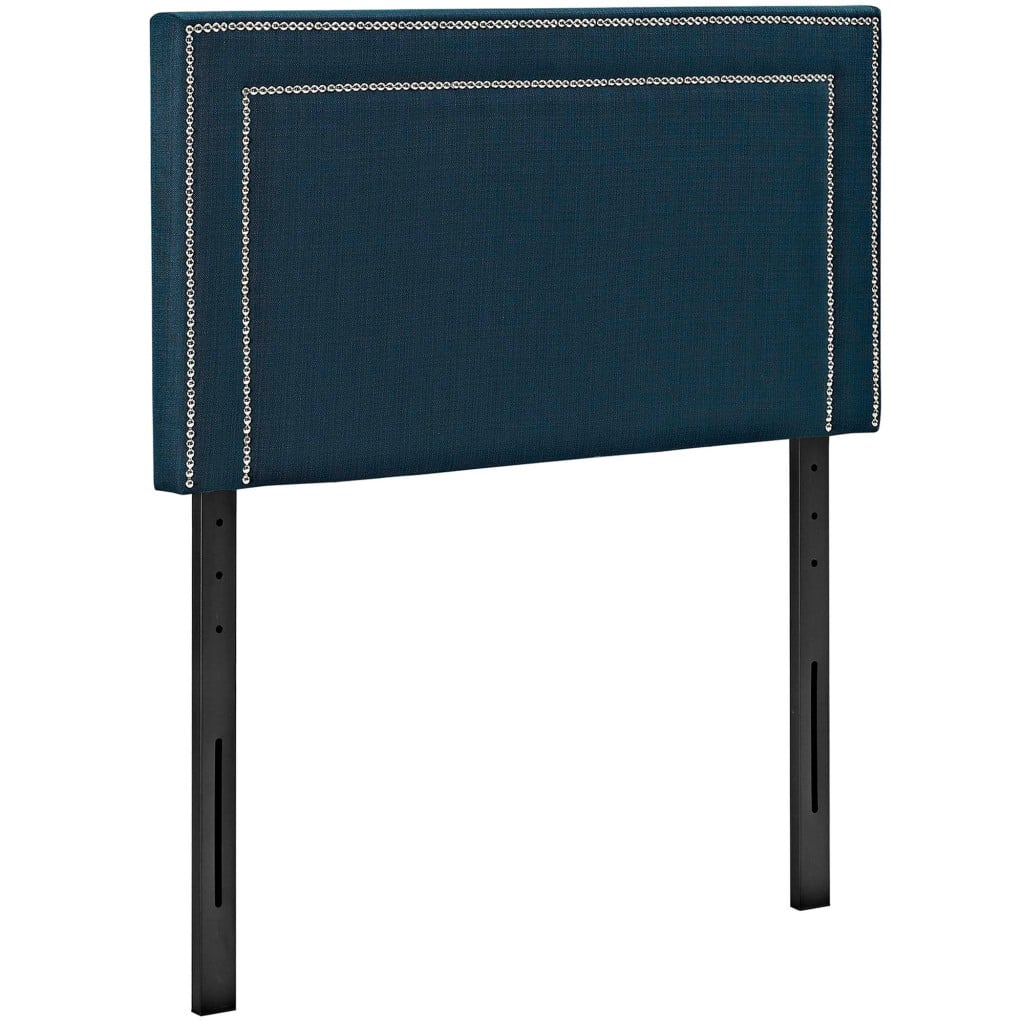 Jessamine Nailhead Upholstered Fabric Twin Headboard in Azure - view 4