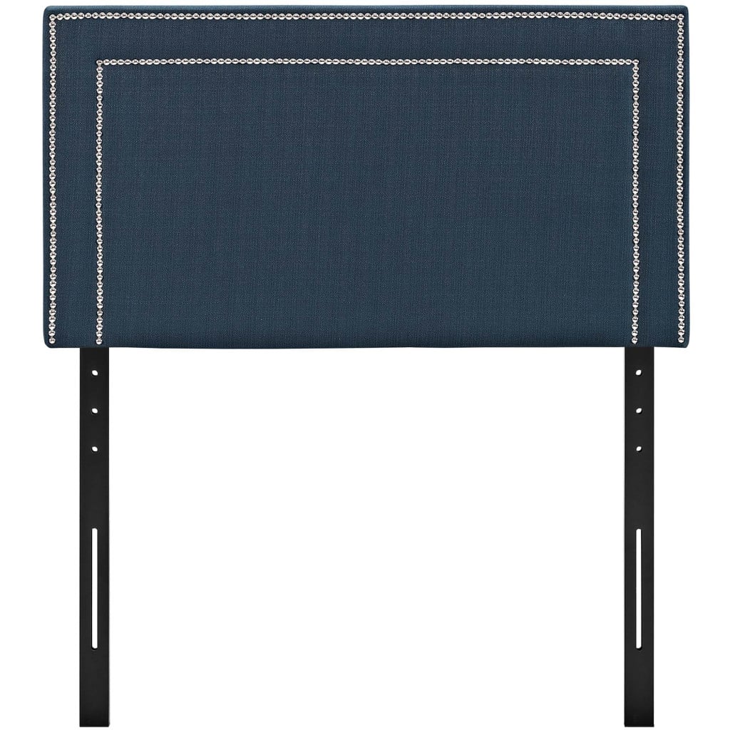 Jessamine Nailhead Upholstered Fabric Twin Headboard in Azure - view 5