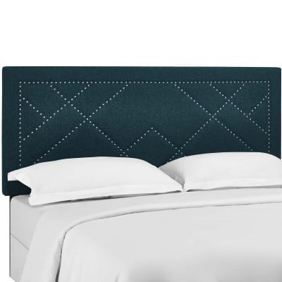 Reese Nailhead Upholstered Linen Headboard in Azure - Full/Queen - view 2