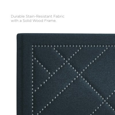 Reese Nailhead Upholstered Linen Headboard in Azure - Full/Queen - view 4