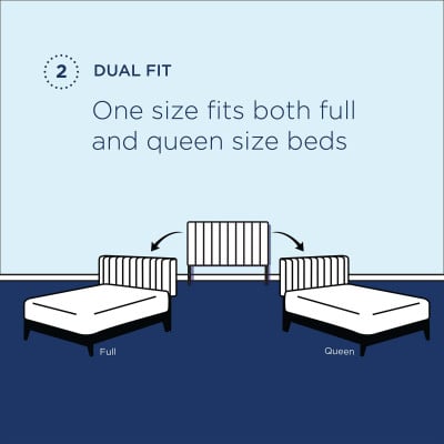 Reese Nailhead Upholstered Linen Headboard in Azure - Full/Queen - view 3