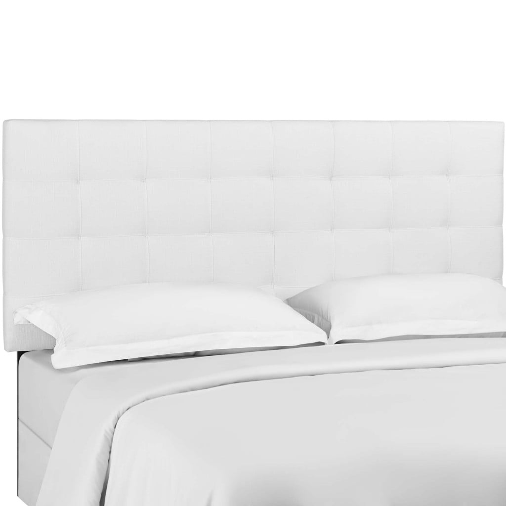 Paisley Tufted Upholstered Linen Headboard in White - Full/Queen - view 2