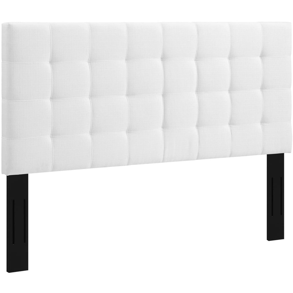Paisley Tufted Upholstered Linen Headboard in White - Full/Queen - view 8