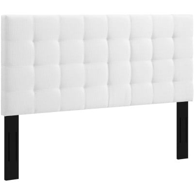 Paisley Tufted Upholstered Linen Headboard in White - Full/Queen - view 8