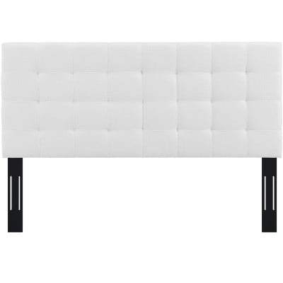Paisley Tufted Upholstered Linen Headboard in White - Full/Queen - view 9