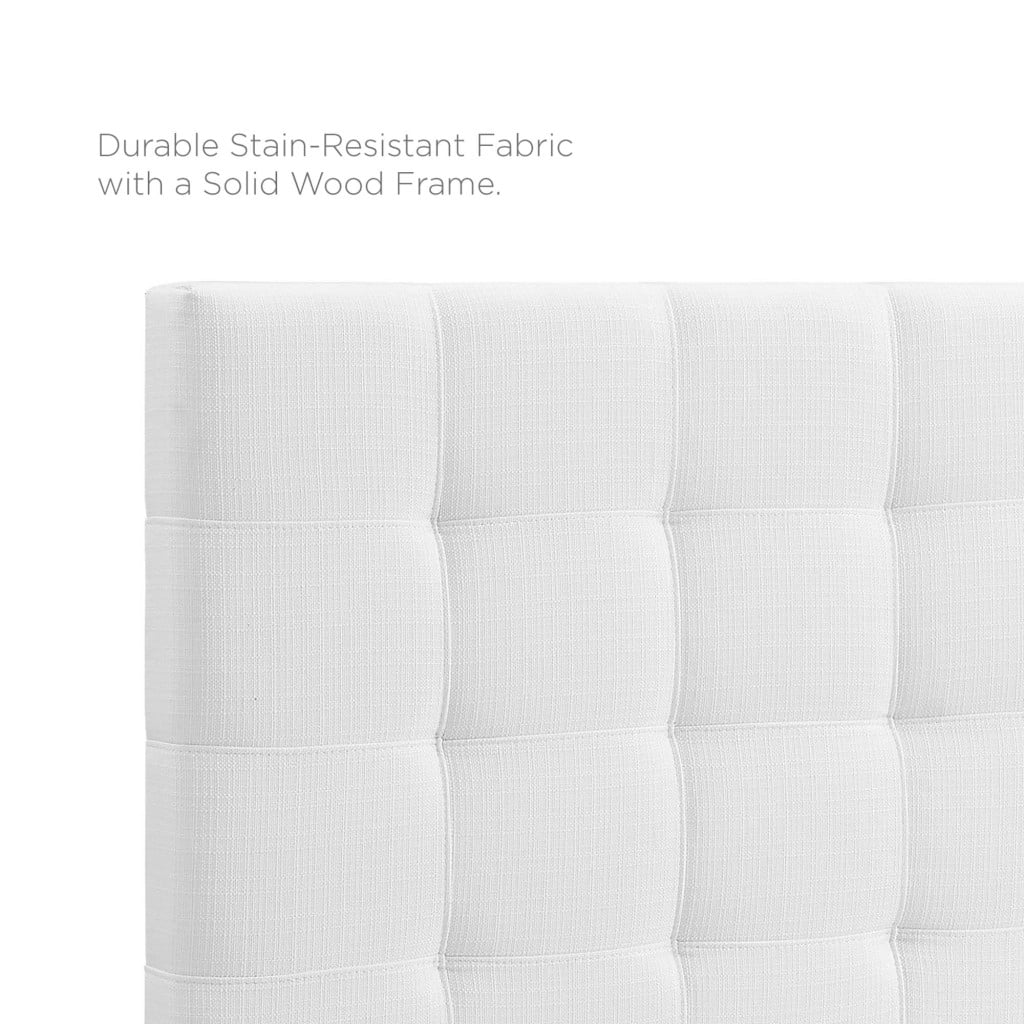 Paisley Tufted Upholstered Linen Headboard in White - Full/Queen - view 4