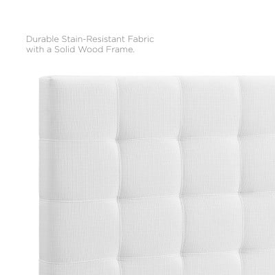 Paisley Tufted Upholstered Linen Headboard in White - Full/Queen - view 4