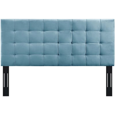 Paisley Tufted Performance Velvet Headboard in Sea Blue - Full/Queen - front view